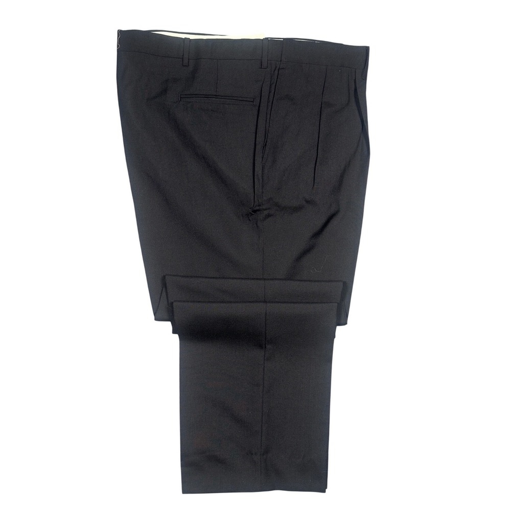 Norm Thompson Pleated Dress‎ Pants Mens 44 Long Black Worsted Wool Blend